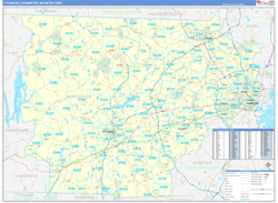 Fitchburg-Leominster Metro Area Wall Map Basic Style 2024